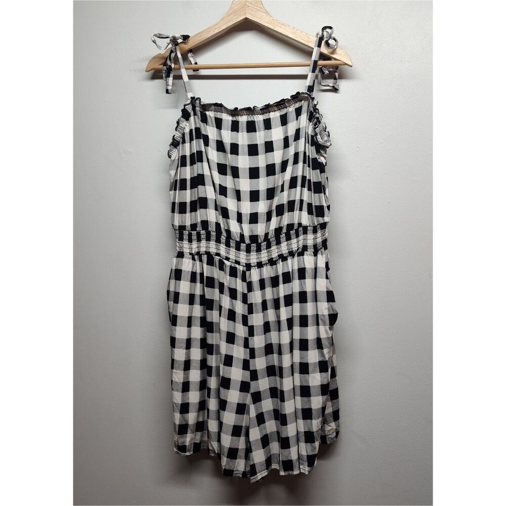 Torrid Romper Women 2X Cream Black Plaid Stretch Spring Summer Casual Vacation